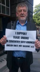 Former Coventry Labour MP and TUSC national chair Dave Nellist supporting council unions